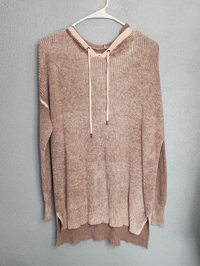 American Eagle Outfitters Hooded Knit Sweater - Brown/cream Colored